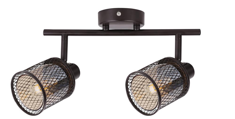 Plafonnier 2 Lampes Acier Verre · Canabera