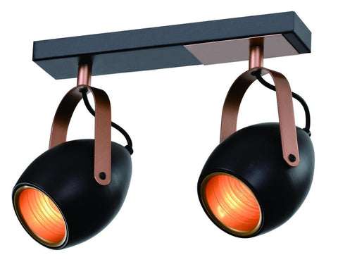 Plafonnier 2 Lampes Acier E14 · Anica