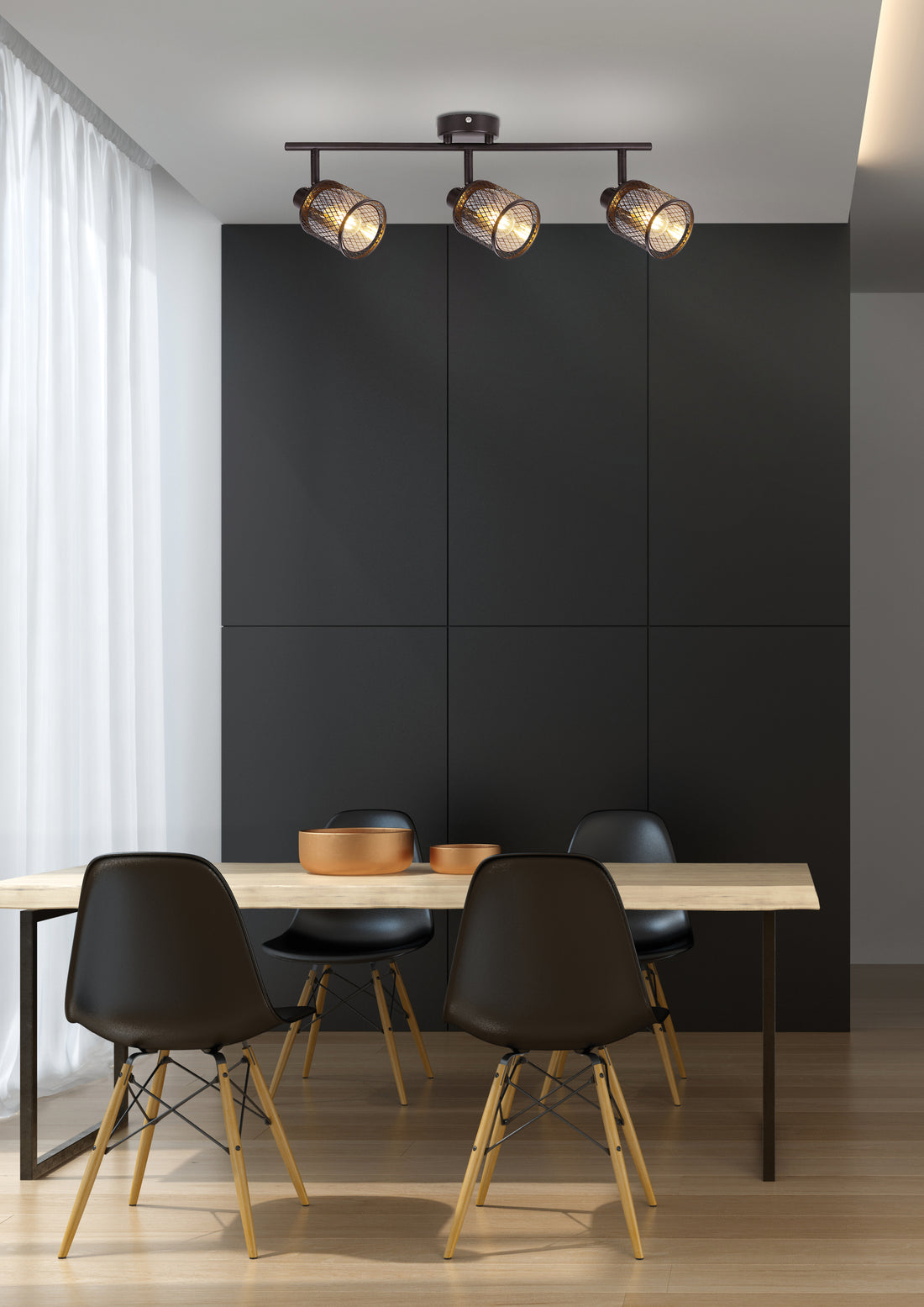 Plafonnier 3 Lampes Acier Verre · Canabera · photo 2