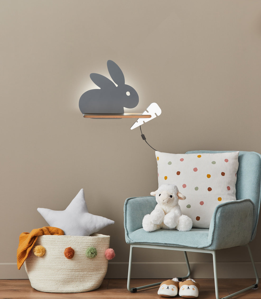 Applique murale LED Bois Gris · Rabit · photo 3