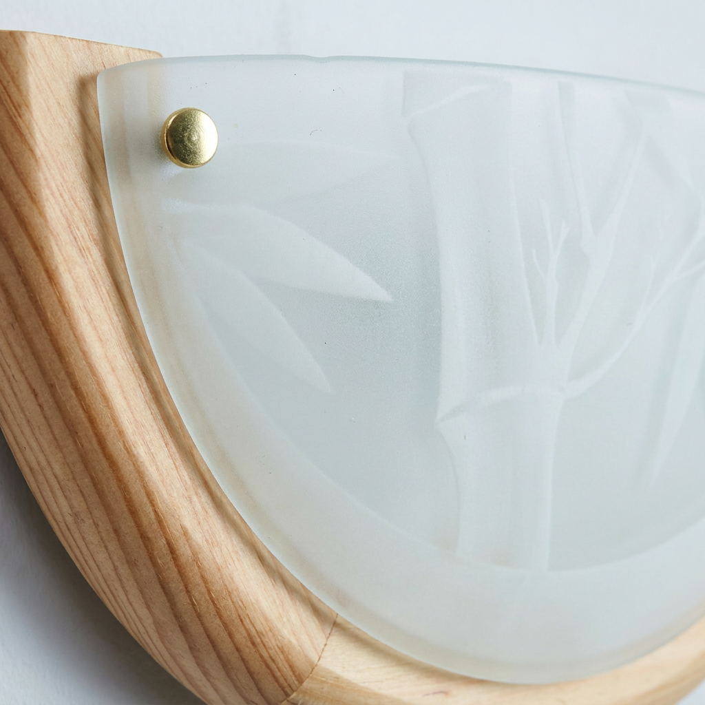 Applique Murale Métal Verre Bois Pin | Bamboo
