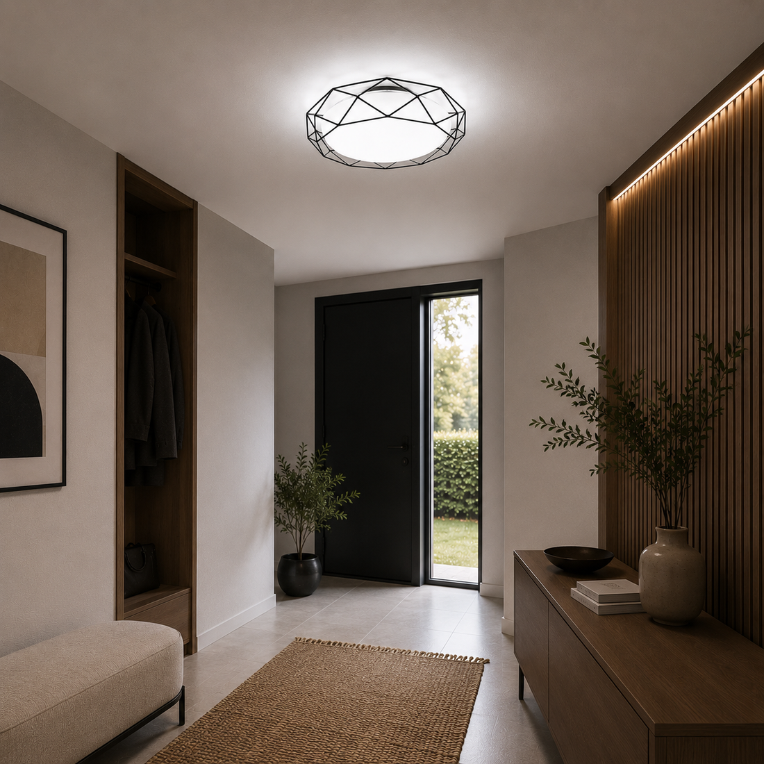 Plafonnier LED Acier Composite Noir | Sven