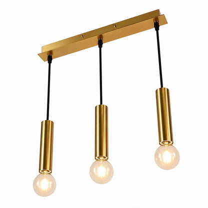 Suspension 3 Cylindres Dorés Ampoules Apparentes | Dallas