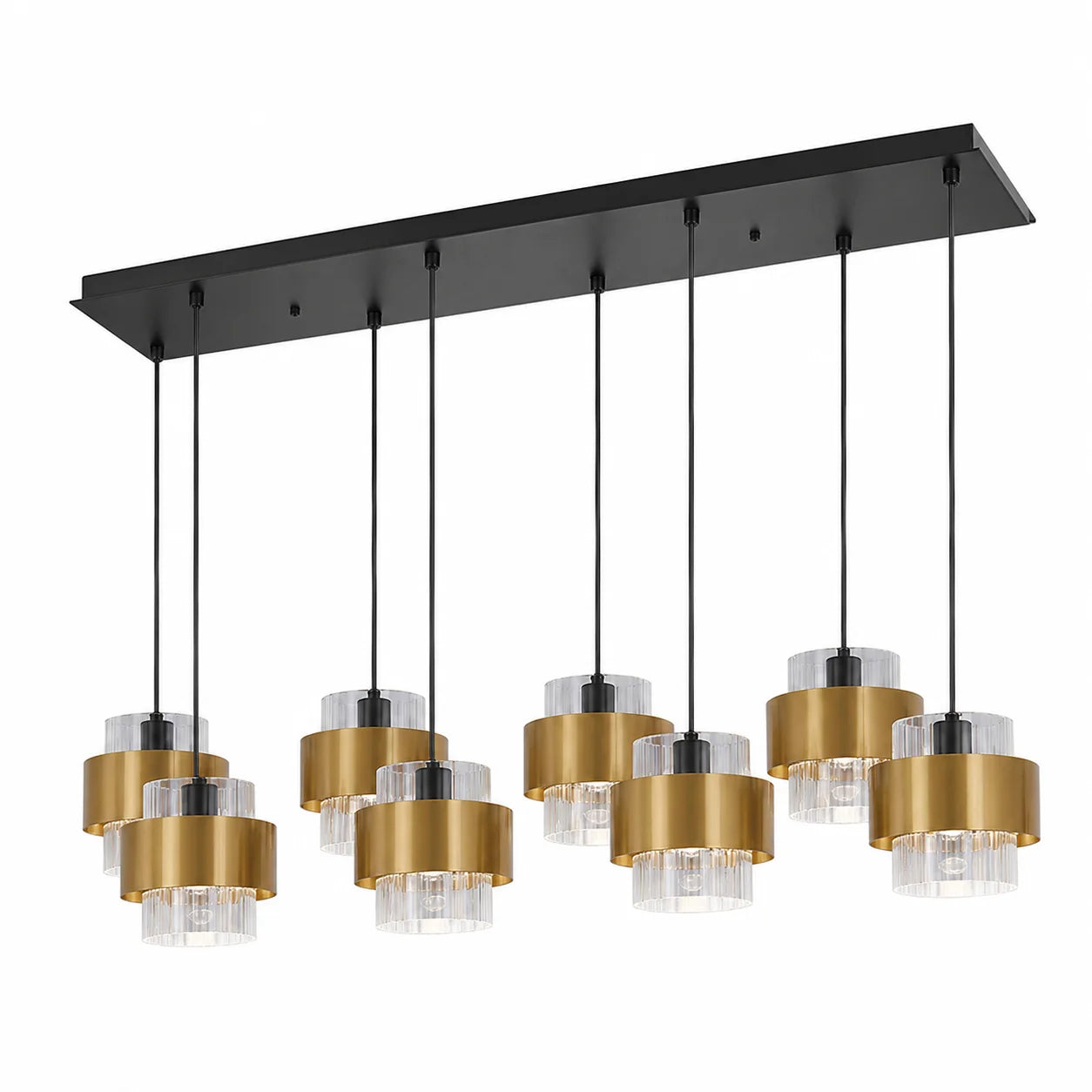 Suspension 8 Lampes Verre Fumé Laiton | Gatsby