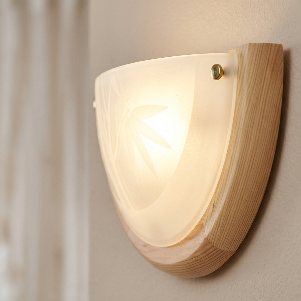 Applique Murale Métal Verre Bois Pin | Bamboo