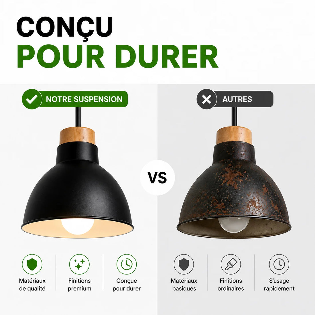 Suspension Abat-Jour Cylindrique Fils PVC Noir Bois · Kyoto · photo 6