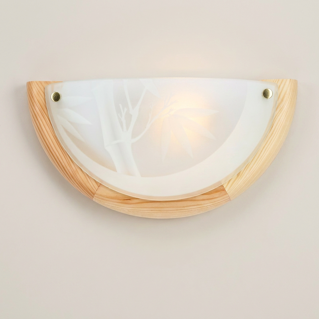Applique Murale Métal Verre Bois Pin | Bamboo