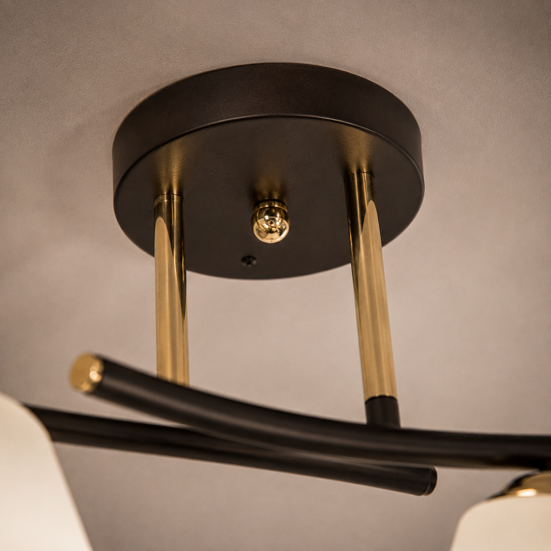 Plafonnier 4 Lampes Acier Verre