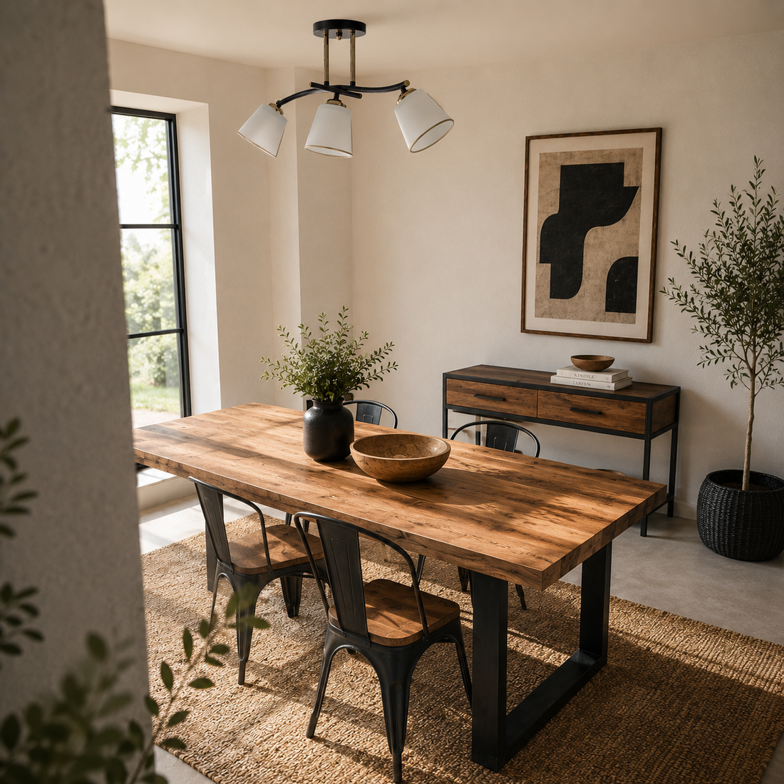 Plafonnier 3 Lampes Acier Verre