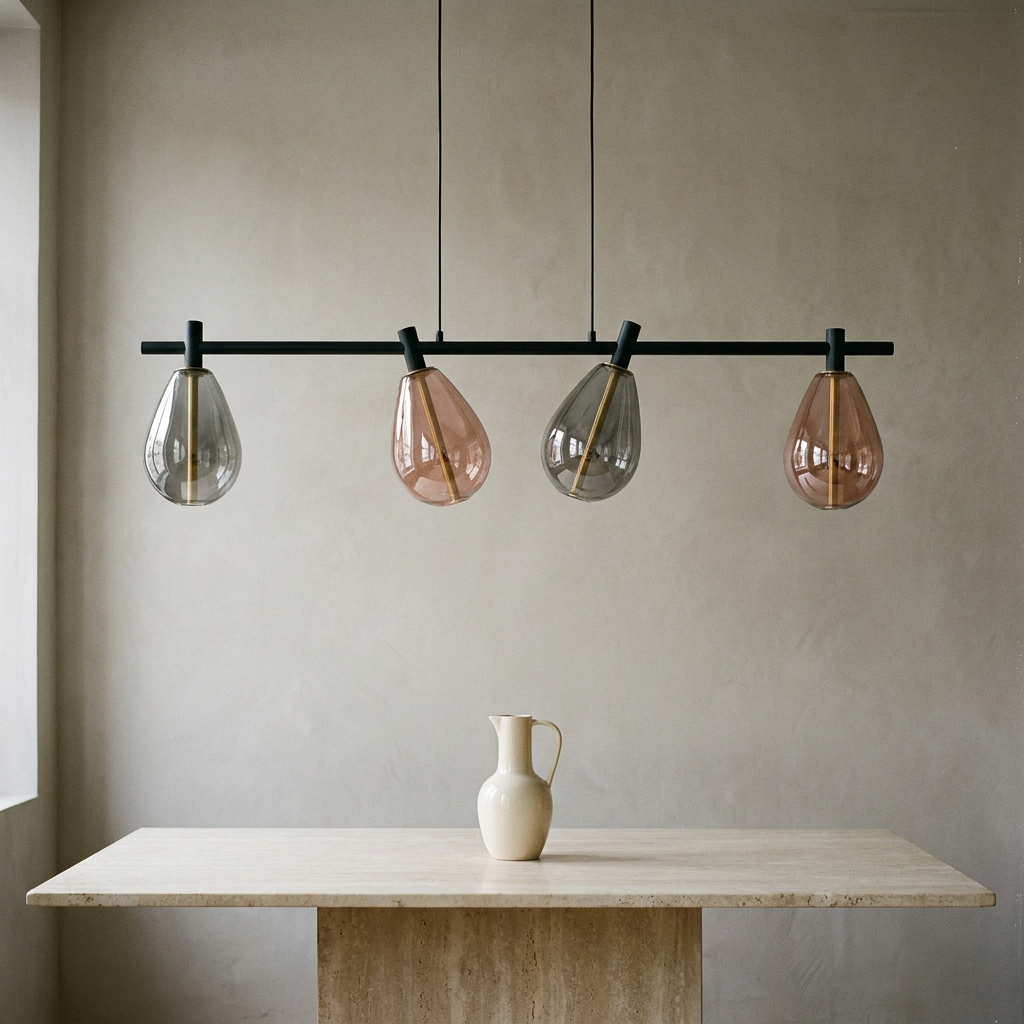 Suspension Linéaire 4 Gouttes en Verre Fumé - Aviora