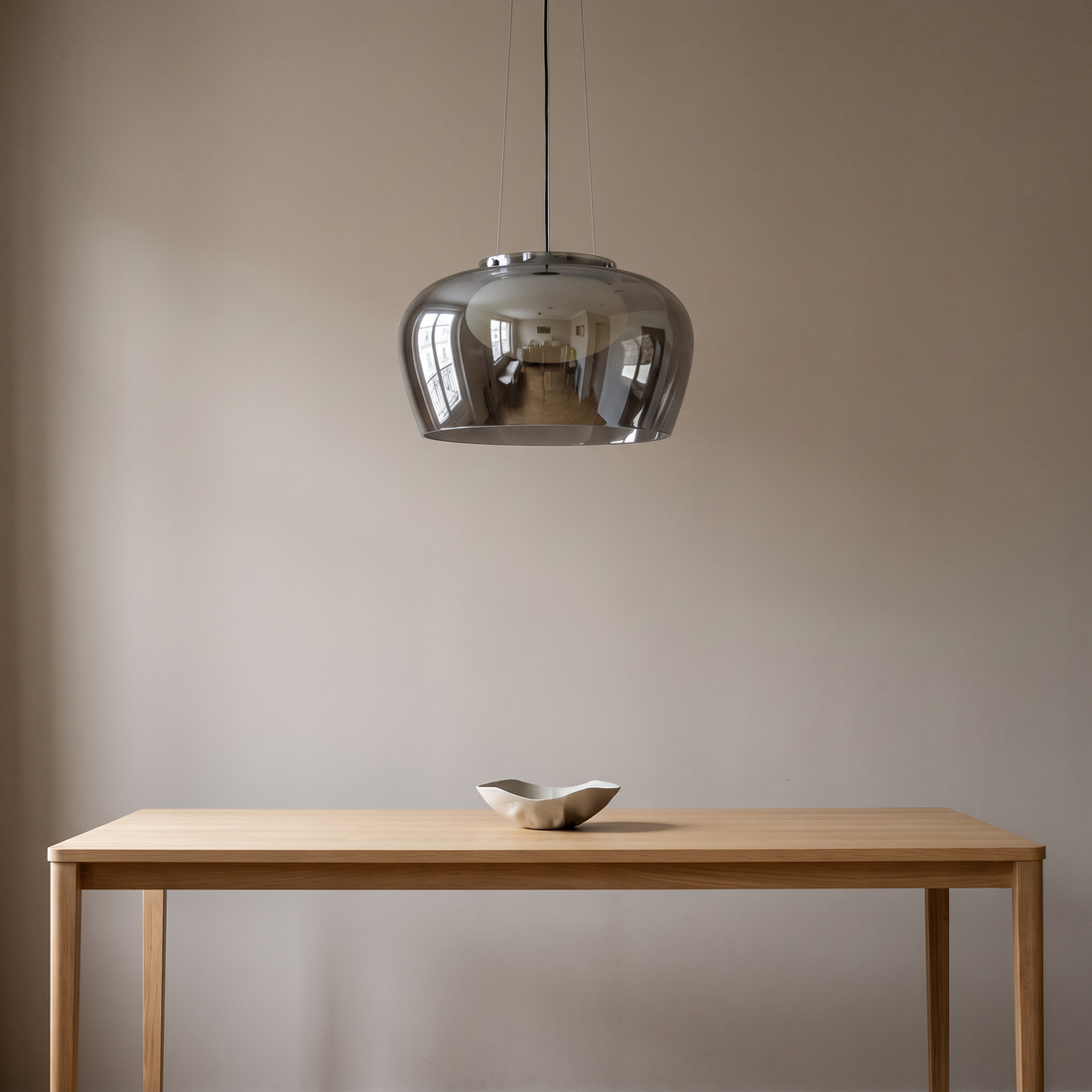 Suspension en Verre Fumé Noir & Chrome - Kron