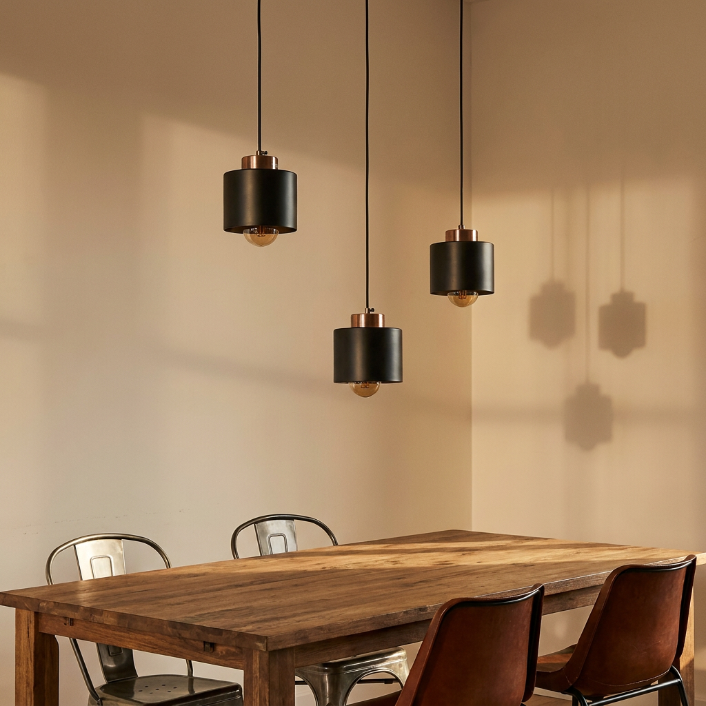 Suspension 3 Lampes Acier Noir | Olena