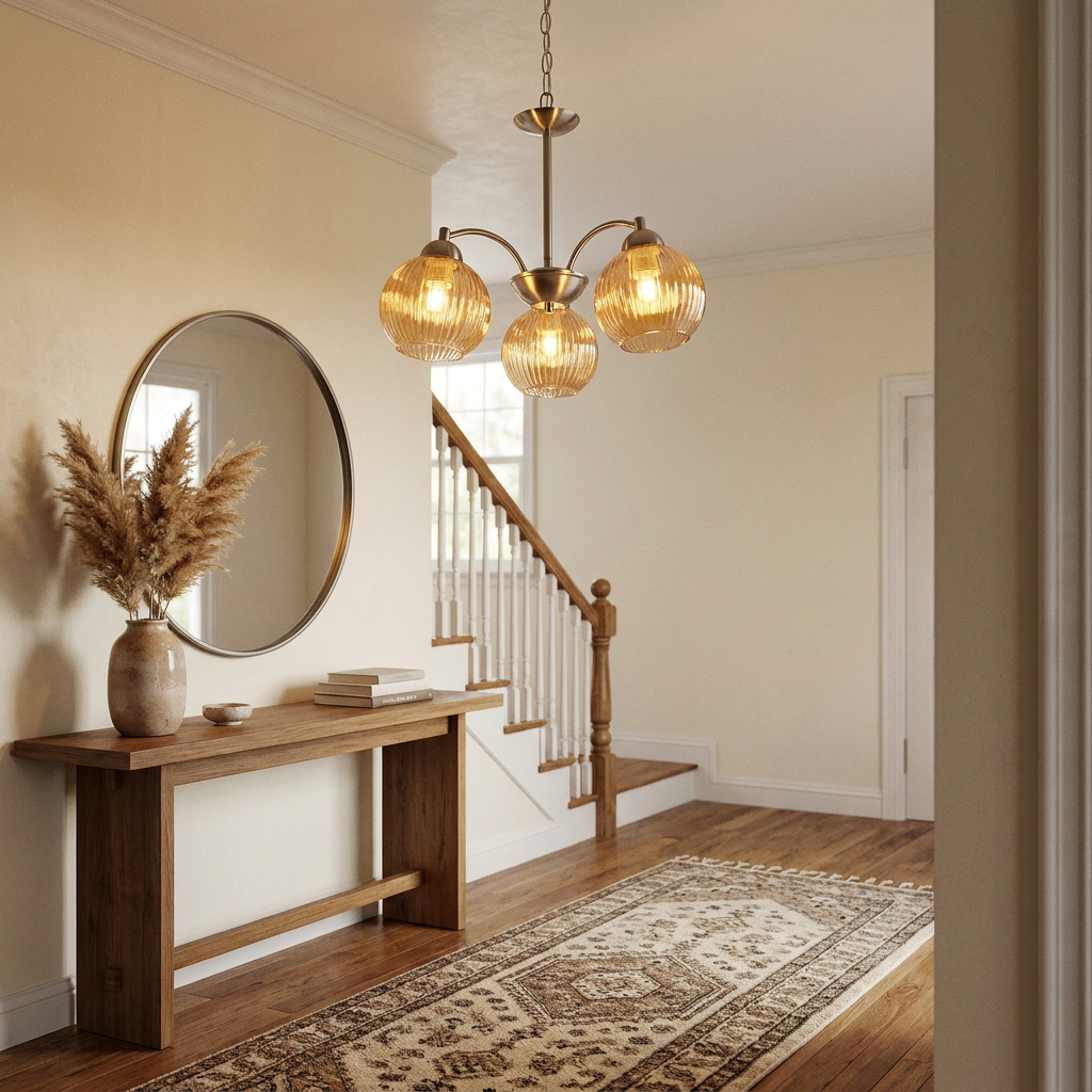 Suspension 3 Lampes Métal Verre Nickel Mat