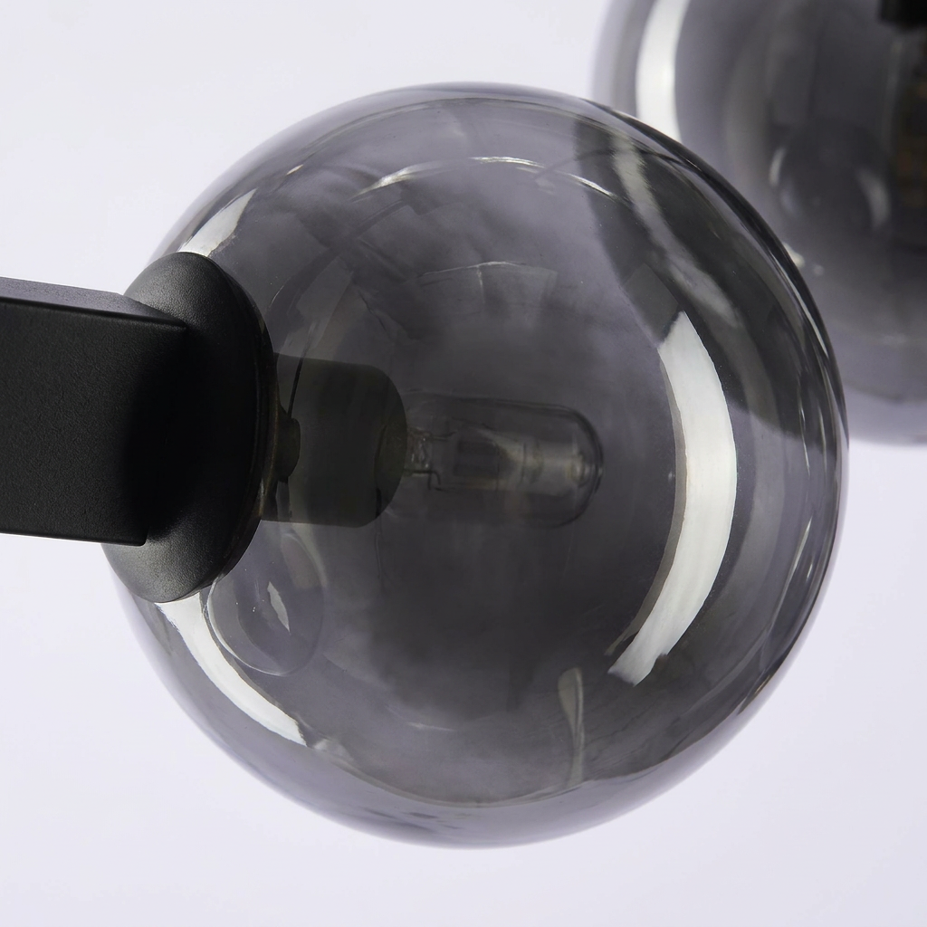 Suspension 4 Lampes Acier Verre Noir
