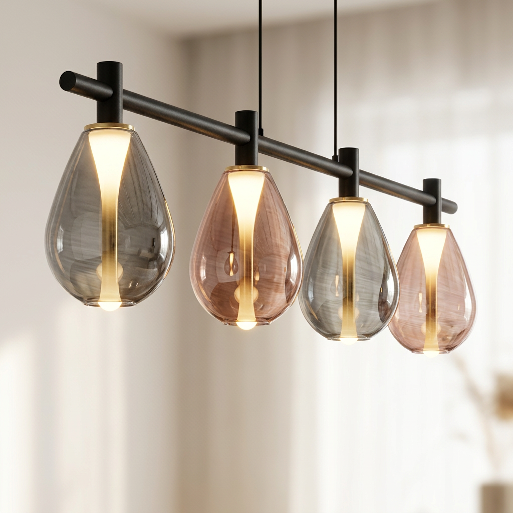 Suspension Linéaire 4 Gouttes en Verre Fumé - Aviora