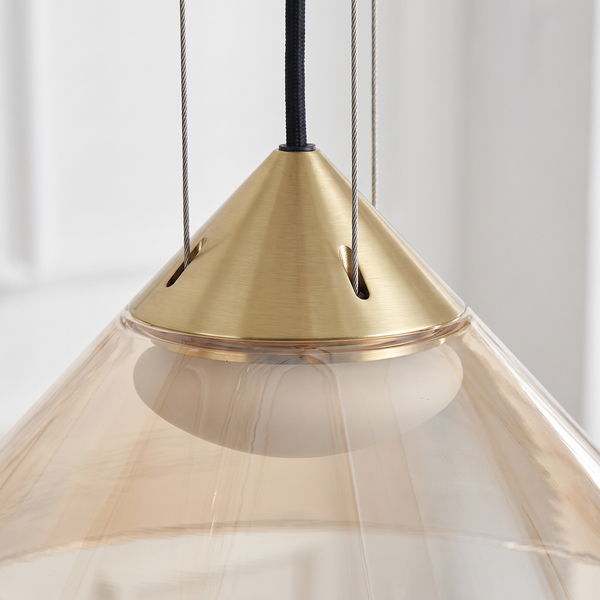 Suspension en Verre Ambré & Or Satiné - Presto 42