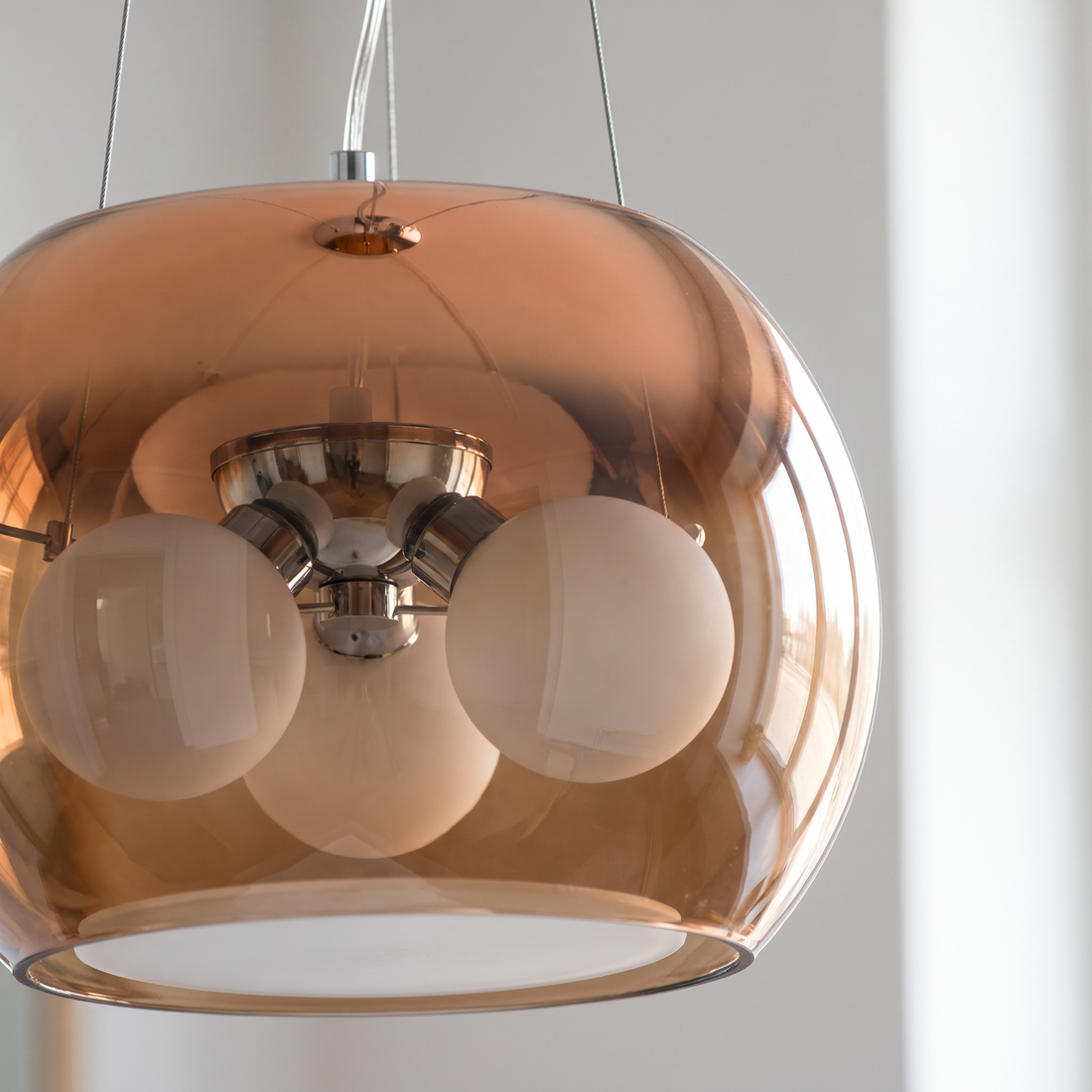Suspension 3 Lampes en Métal Doré & Verre - Gala