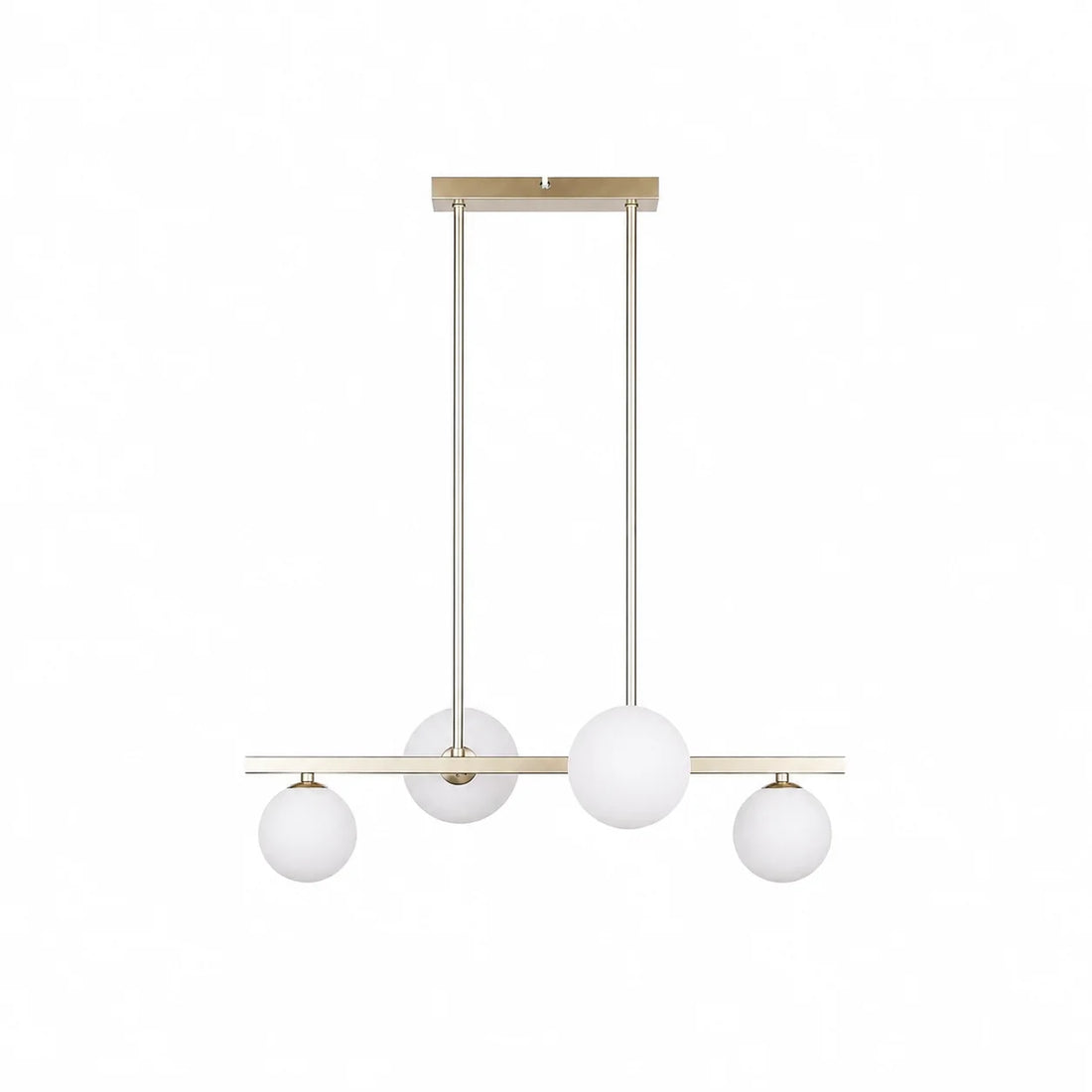 Suspension 4 Globes Verre Opale Laiton · Celeste