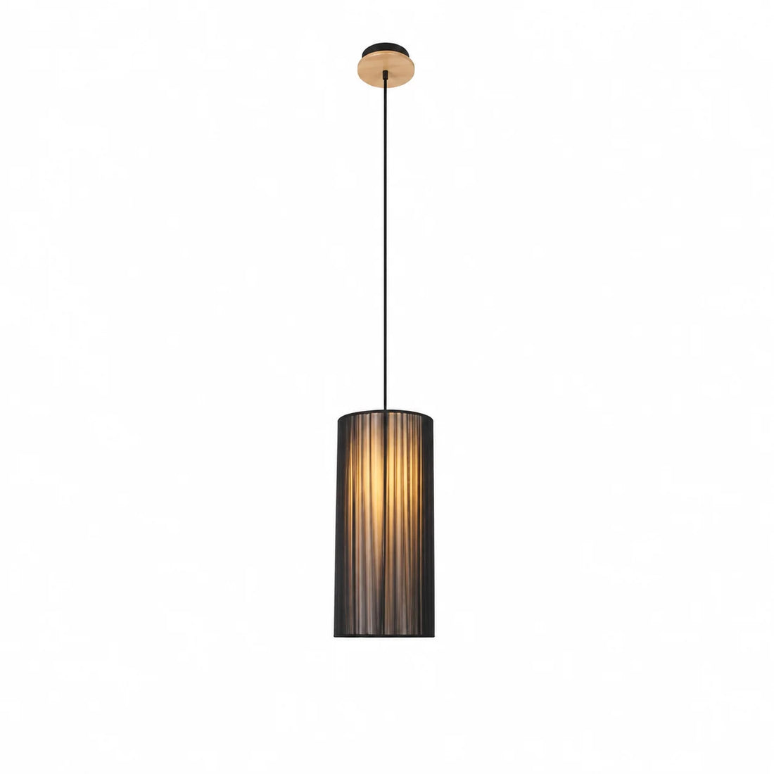 Suspension Cylindrique Fils PVC Noir Bois · Kyoto Slim