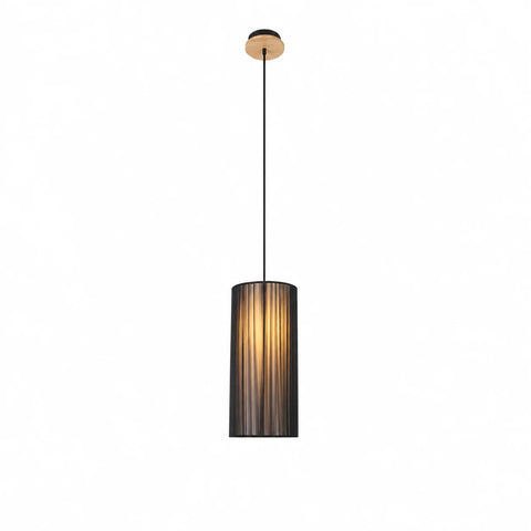Suspension Cylindrique Fils PVC Noir Bois · Kyoto Slim