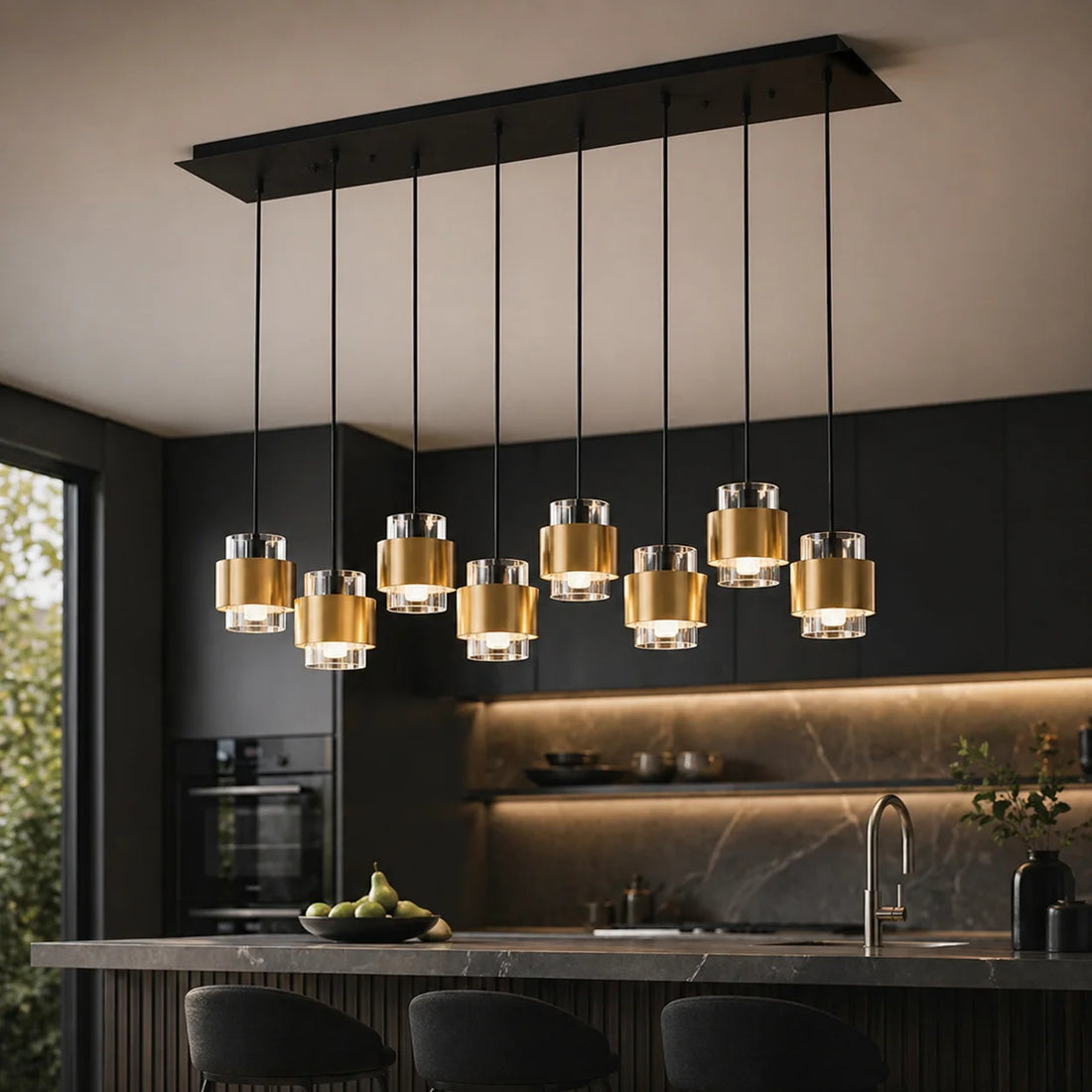 Suspension 8 Lampes Verre Fumé Laiton · Gatsby · photo 7