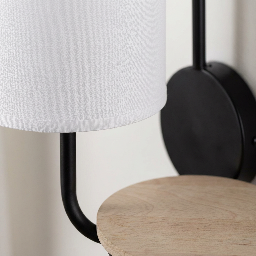 Applique murale acier tissu bois noir Alpine — détail de la matière