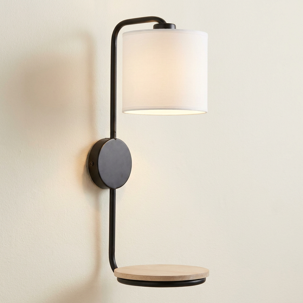 Applique murale acier tissu bois noir Alpine — gros plan