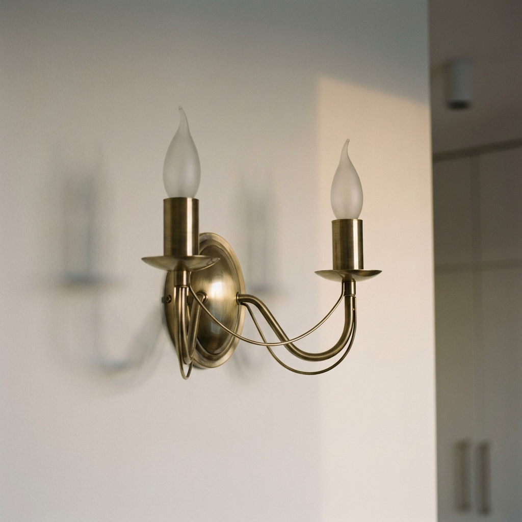 Applique murale 2 Lampes Acier Antique Laiton | Muza — eteinte en situation