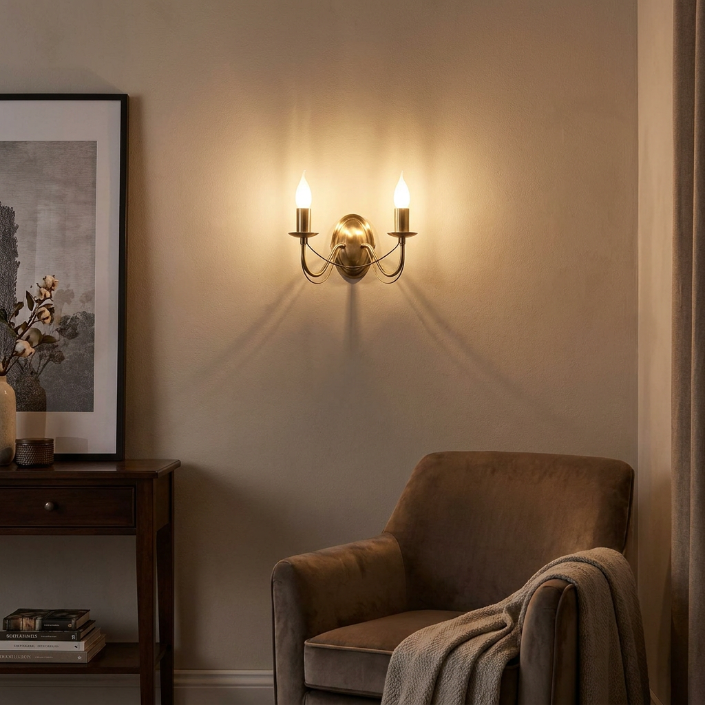 Applique murale 2 Lampes Acier Antique Laiton | Muza — vue principale