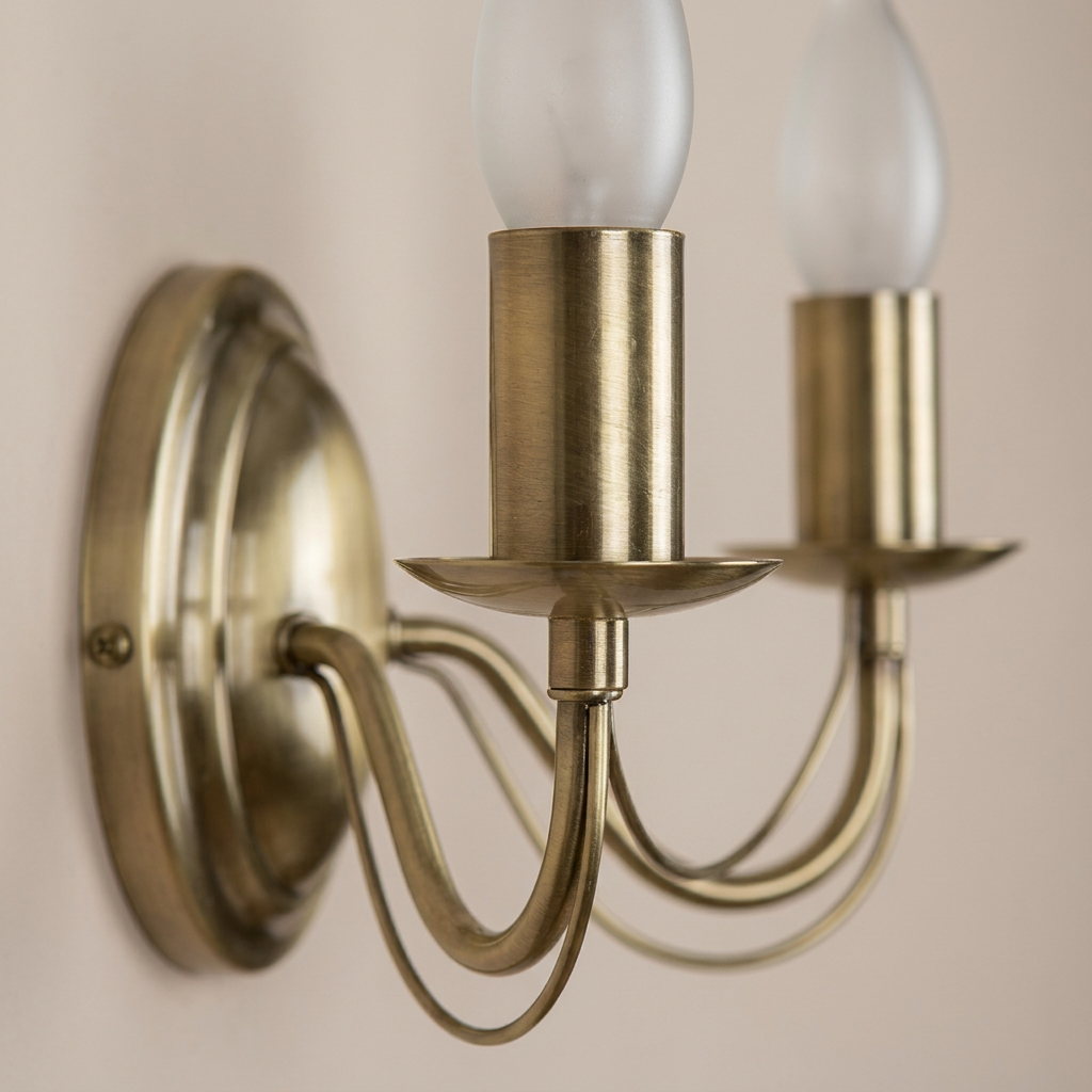 Applique murale 2 Lampes Acier Antique Laiton | Muza — detail de la matiere