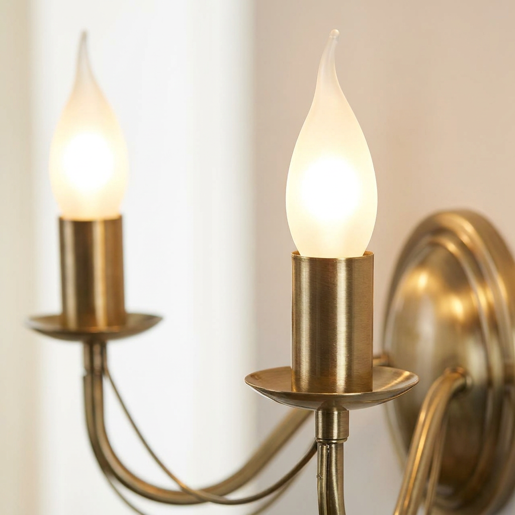 Applique murale 2 Lampes Acier Antique Laiton | Muza — detail de la lumiere