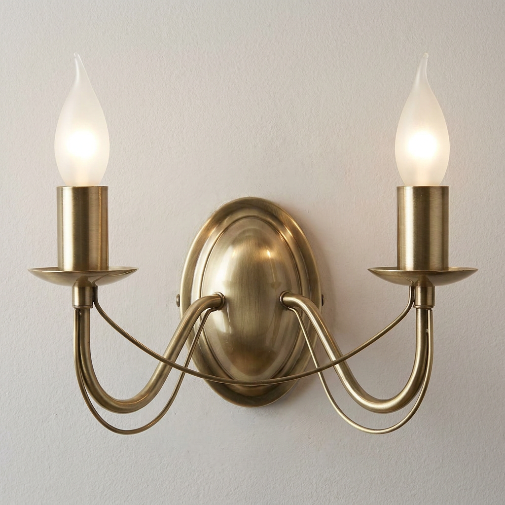 Applique murale 2 Lampes Acier Antique Laiton | Muza — gros plan