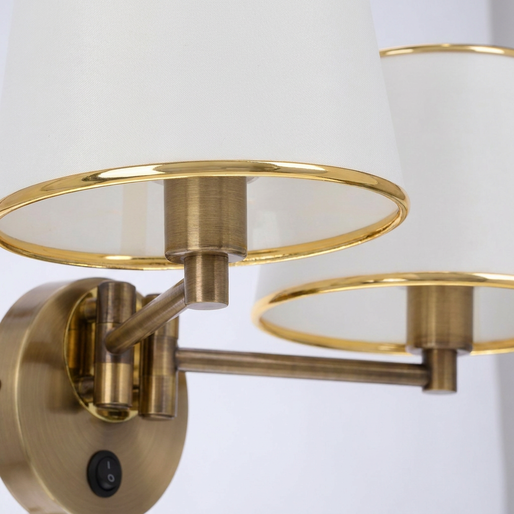 Applique murale 2 Lampes Acier Tissu Antique Laiton | Ibis — detail de la matiere