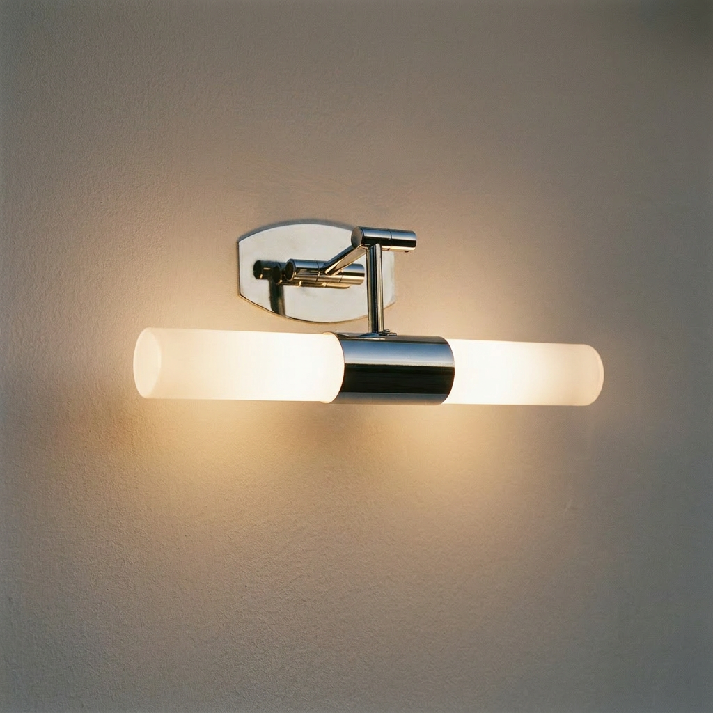 Applique murale 2 Lampes Acier Verre Chromé | Jadet — allumee en situation