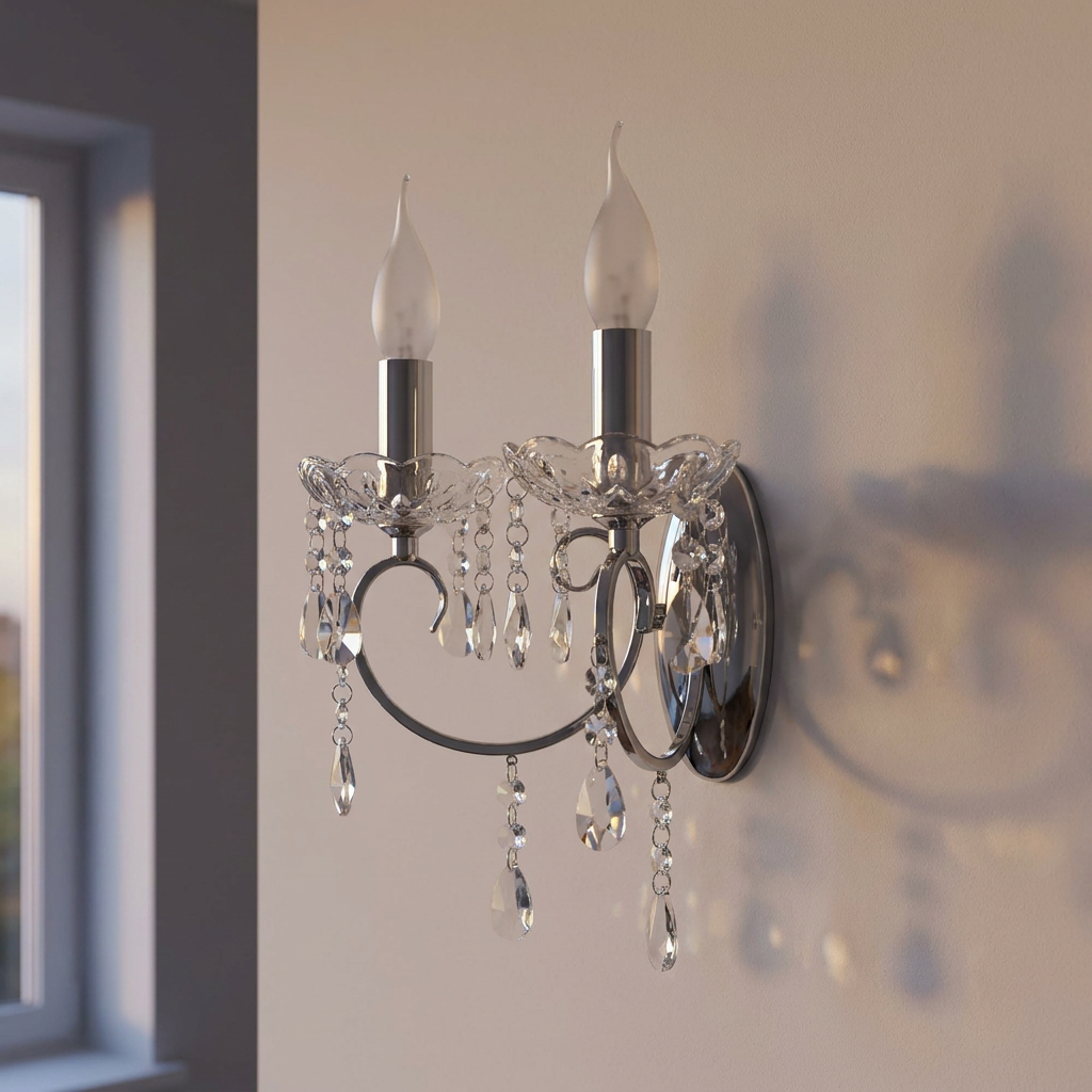 Applique murale 2 Lampes Chromé E14 Aurora — eteinte en situation