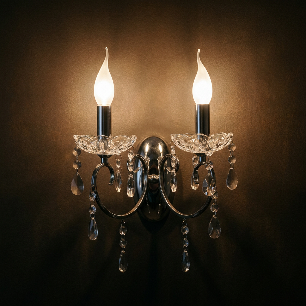 Applique murale 2 Lampes Chromé E14 Aurora — ambiance tamisee