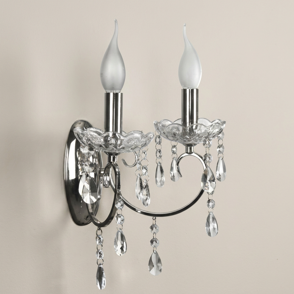 Applique murale 2 Lampes Chromé E14 Aurora — gros plan