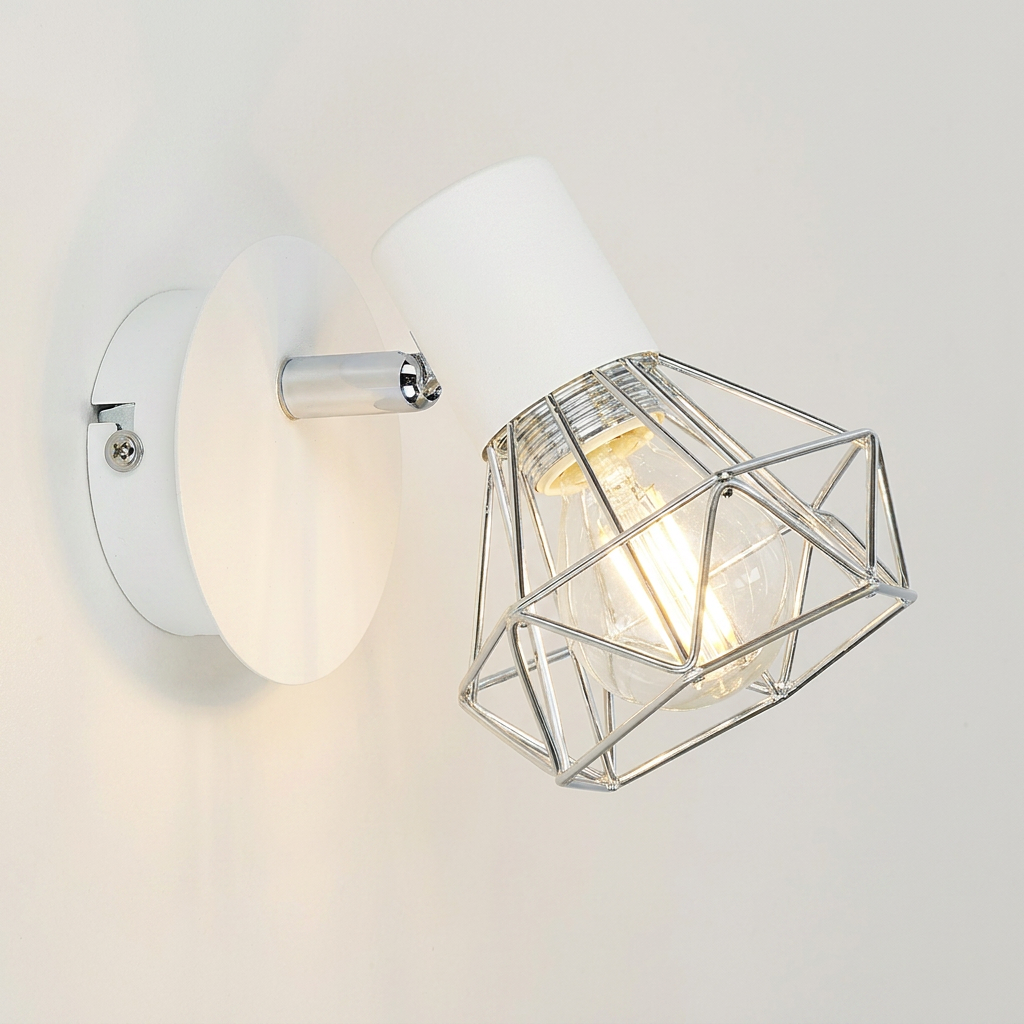 Applique murale Acier Blanc Chromé | Verve — gros plan
