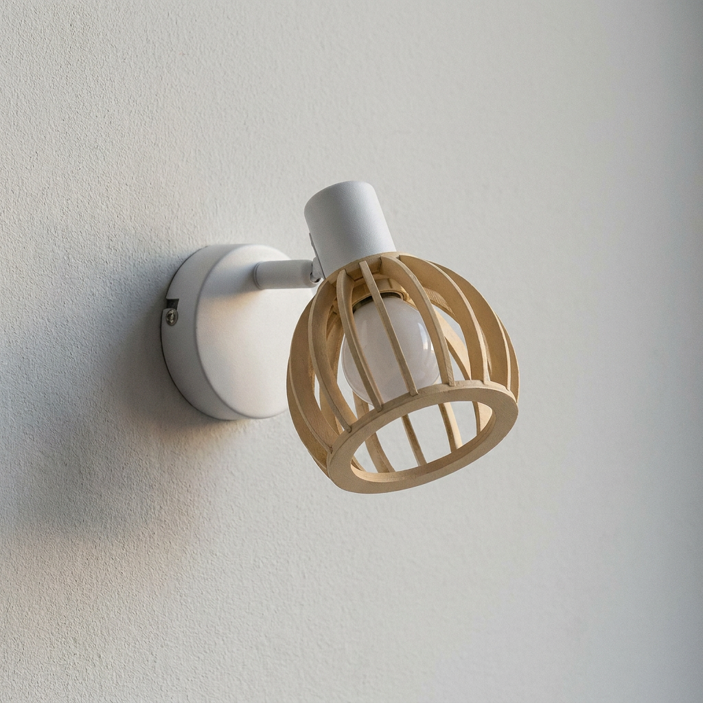 Applique murale Acier Bois Blanc | Atarri — eteinte en situation