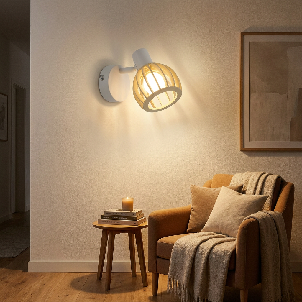 Applique murale Acier Bois Blanc | Atarri — vue principale