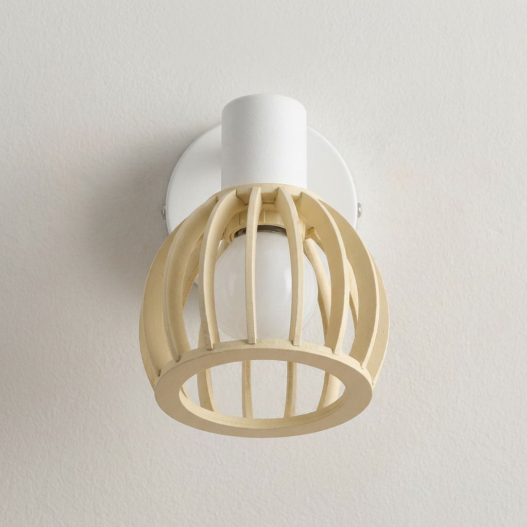 Applique murale Acier Bois Blanc | Atarri — gros plan