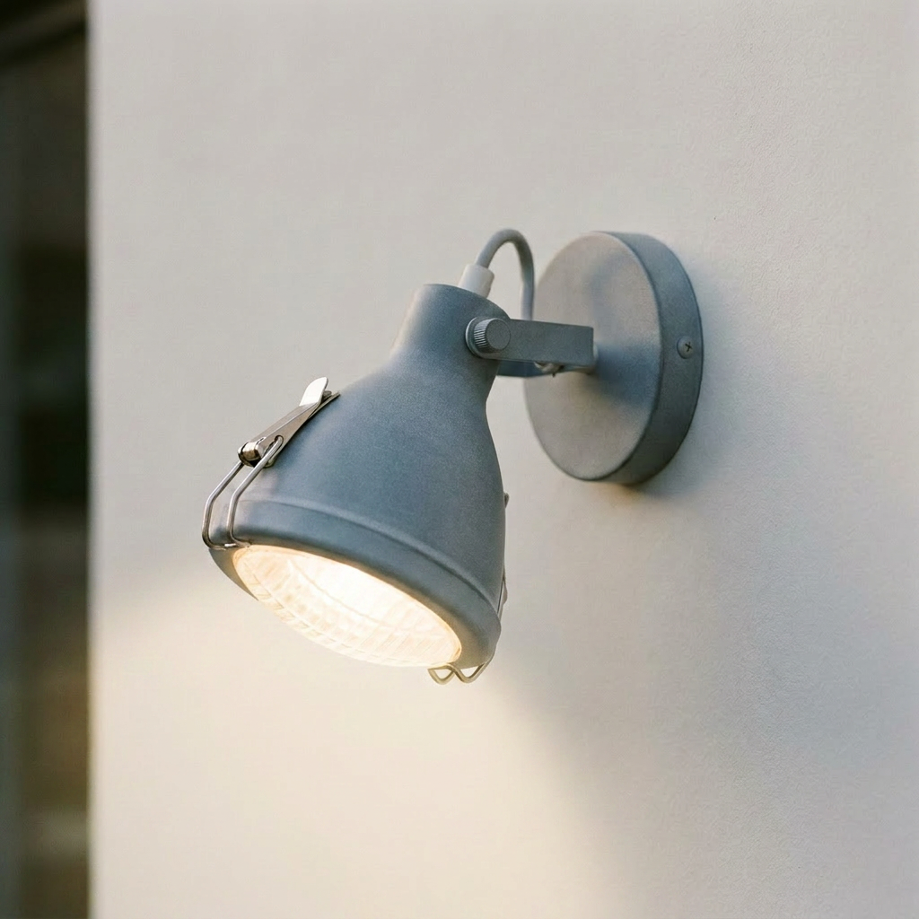 Applique murale Acier Gris E14 | Crodo — allumee en situation