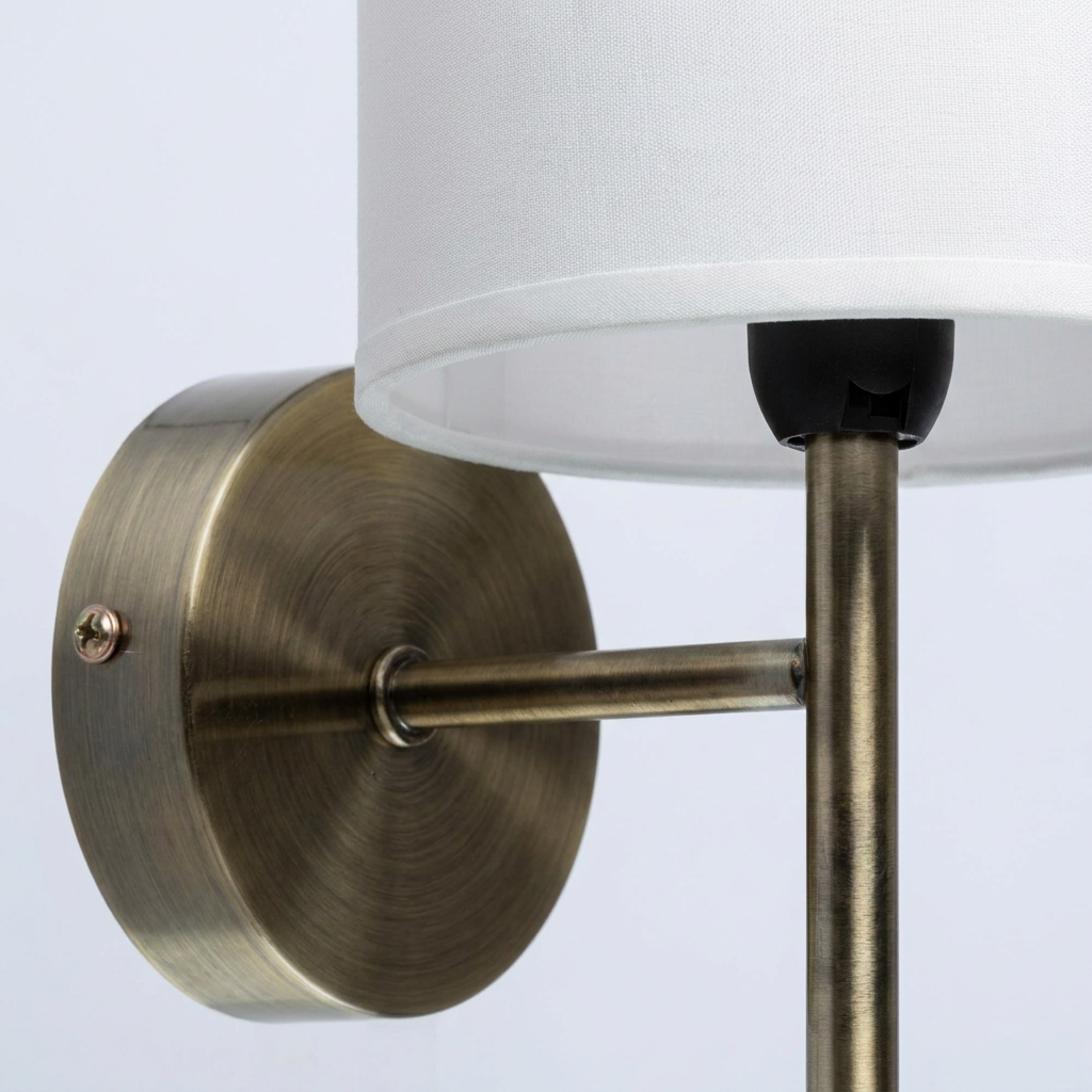 Applique murale Acier Tissu Antique Laiton Blanc | Yan — detail de la matiere