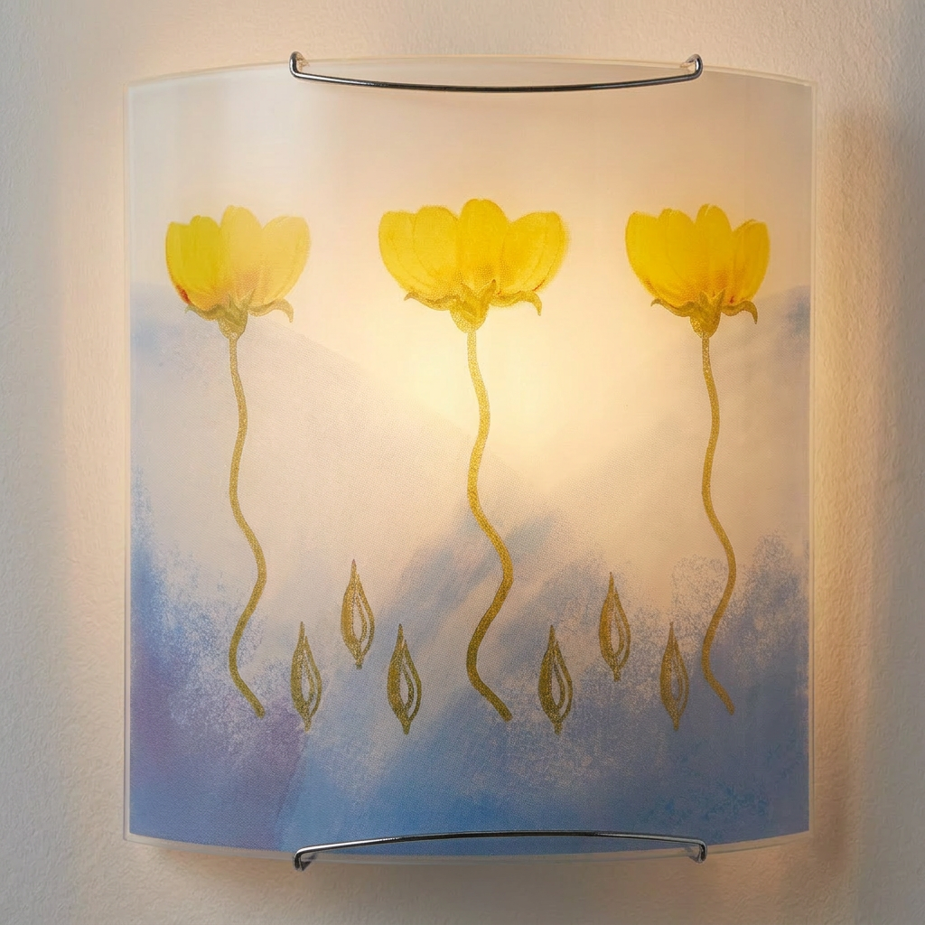 Applique murale Acier Verre Multicolour | Anemon — allumee en situation
