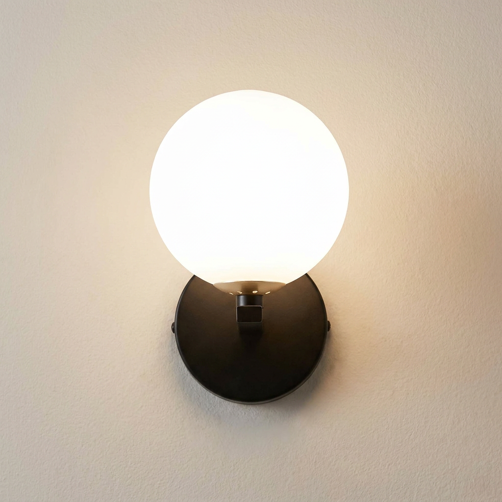 Applique murale Acier Verre Noir | Kama — gros plan