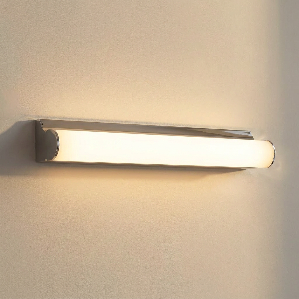 Applique murale LED Acier Composite Chromé Blanc | Daphne — allumee en situation