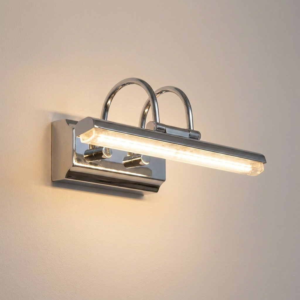 Applique murale LED Acier Composite Chromé | Gizel — allumee en situation