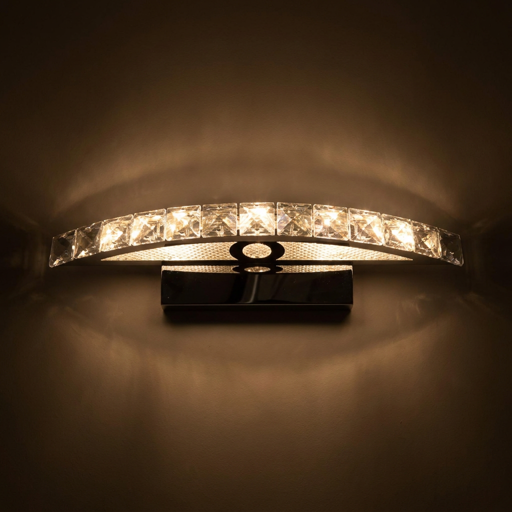 Applique murale LED Acier Verre Cristal Chromé | Arande — ambiance tamisée