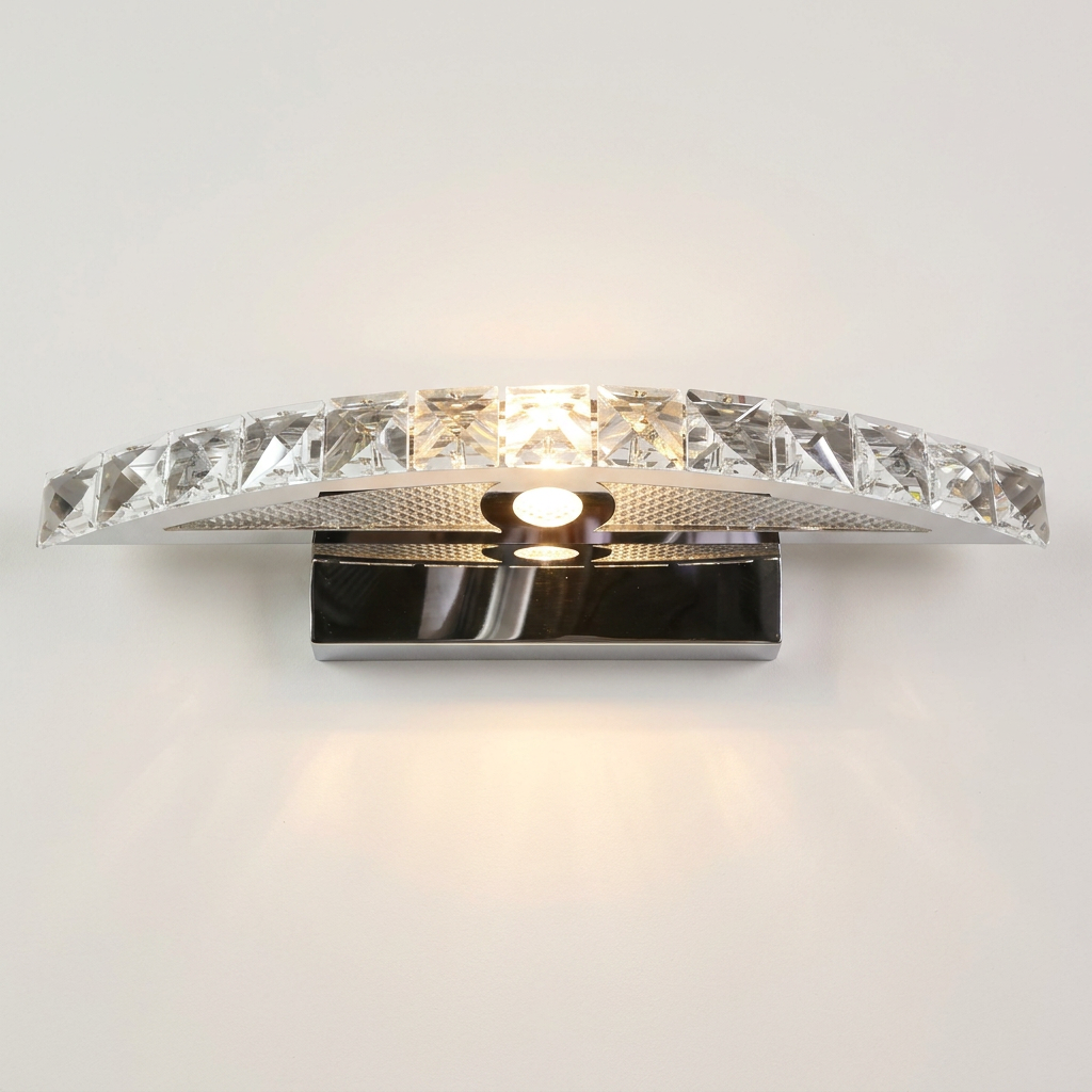 Applique murale LED Acier Verre Cristal Chromé | Arande — gros plan