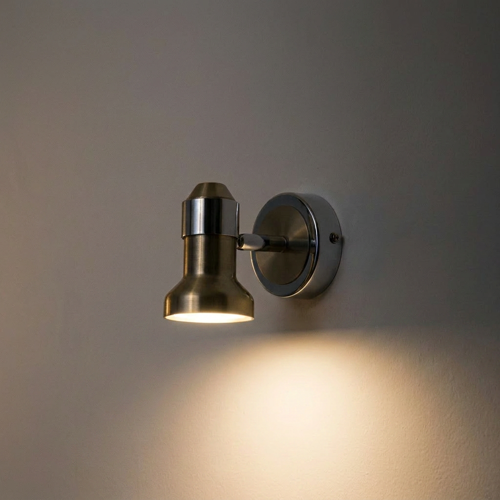 Applique murale Métal Satiné Nickel Chromé | Arkon — allumee en situation